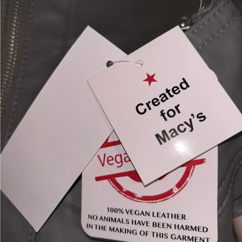 Jou Jou Vegan Leather Moto Jacket Gray Women’s Medium New With Tags - Picture 11 of 16